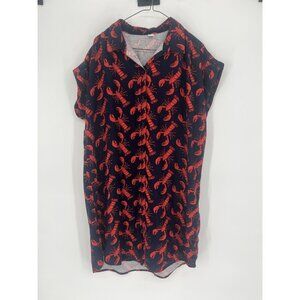 Old Navy Women’s Linen Blend Lobster Dress Sz XL Preppy Nautical Coastal Quirky